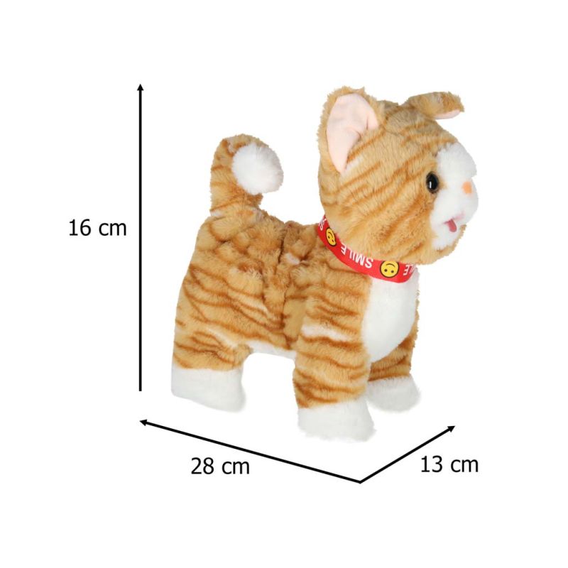 Kotek interaktywny na smyczy miauczy chodzi rusza ogonem beżowy - obrazek 11