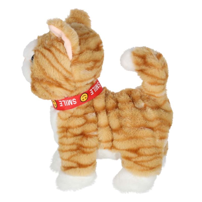 Kotek interaktywny na smyczy miauczy chodzi rusza ogonem beżowy - obrazek 5