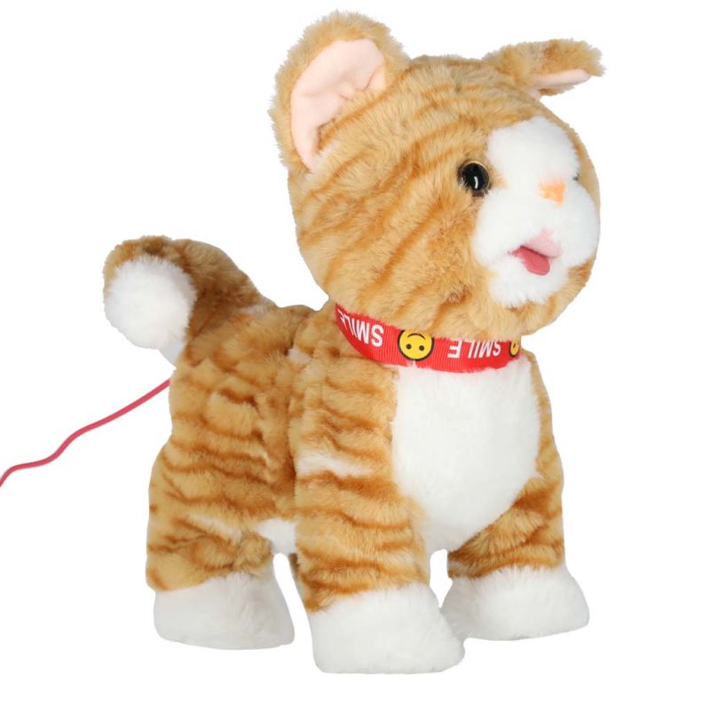 Kotek interaktywny na smyczy miauczy chodzi rusza ogonem beżowy - obrazek 7