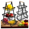 Kosz na owoce i warzywa piętrowy patera trzypoziomowa metal drewno
