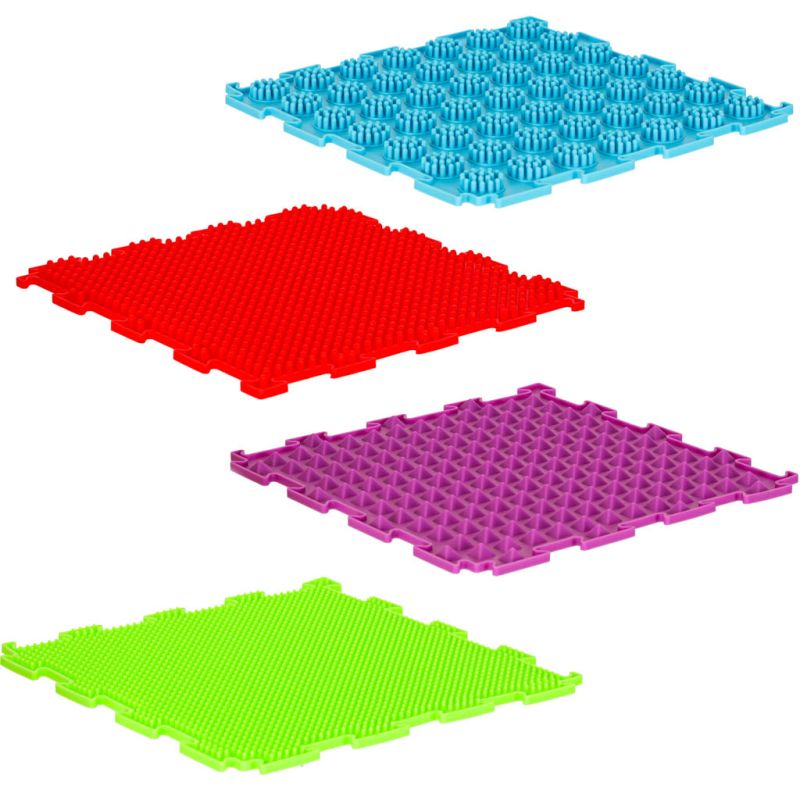 Mata sensoryczna puzzle montessori do masażu stóp 8 elementów kolorowe - obrazek 3