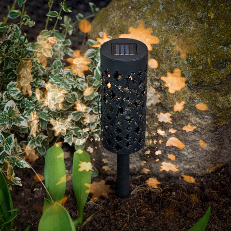 Lampa solarna ogrodowa ażurowa latarenka lampion LED czujnik zmierzchu wbijana 4szt. - obrazek 8