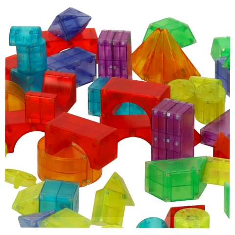 Klocki magnetyczne konstrukcyjne świecące elementy figury 3D 64 el.