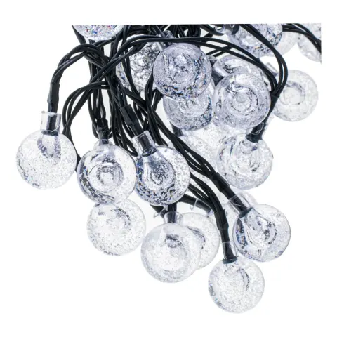 Lampki ogrodowe solarne kulki 7m 50LED zimny biały