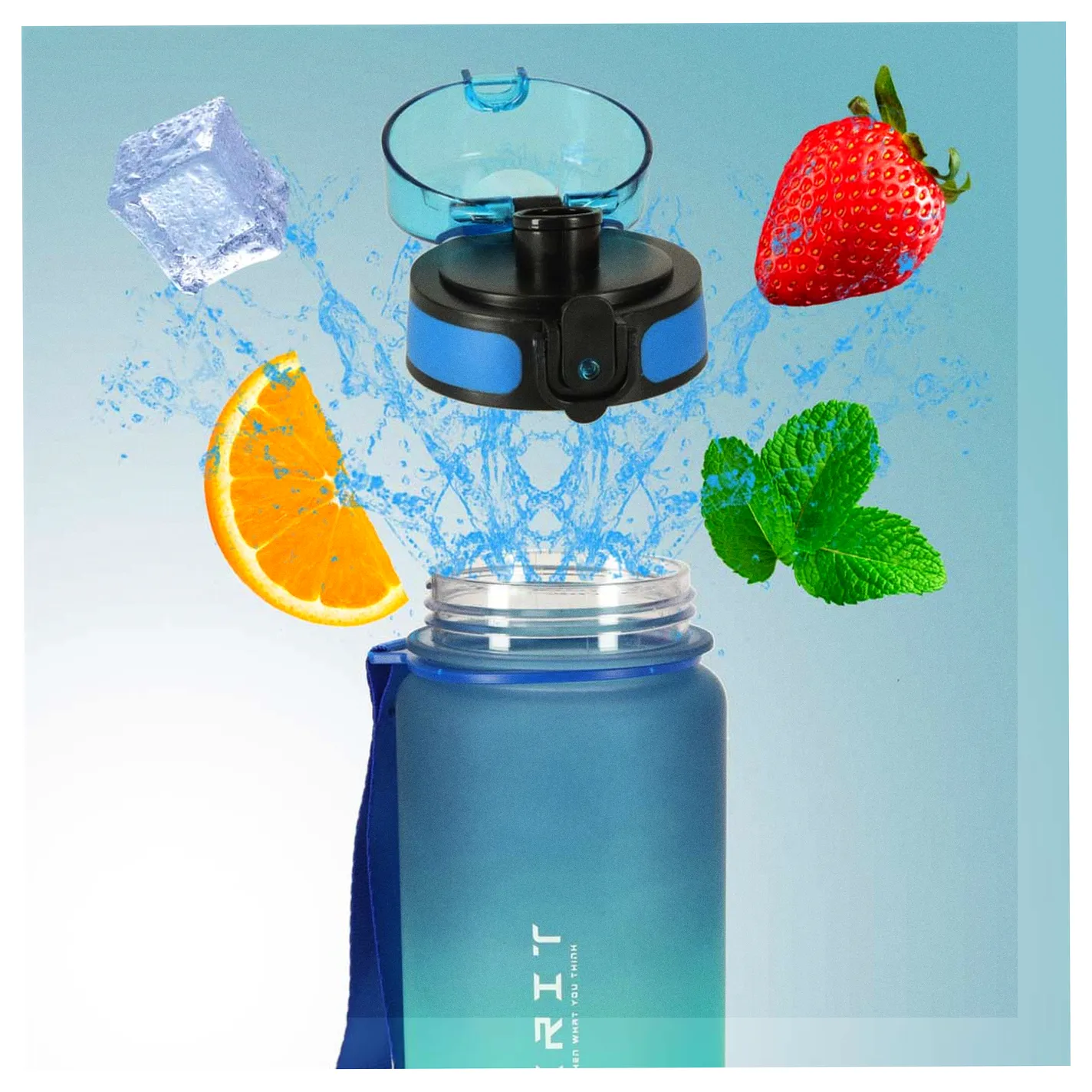 Butelka na wodę bidon z ustnikiem sportowy BPA FREE 600ml niebiesko-zielony - obrazek 10