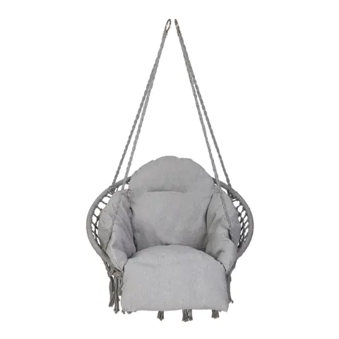 Huśtawka ogrodowa LUARO bocianie gniazdo z poduszką XXL szare 80cm 150kg