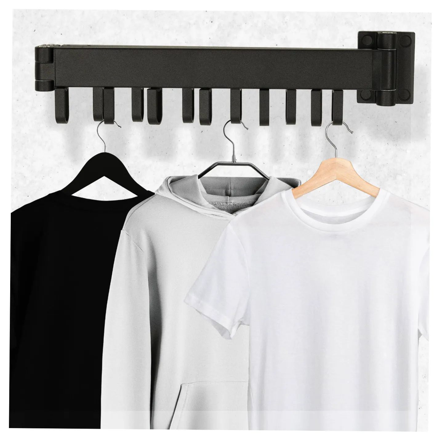 Suszarka na pranie wieszak ścienny naścienny składany teleskopowy czarny 18 haczyków 123cm - obrazek 8