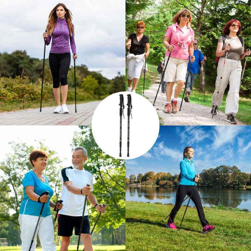 Kijki kije trekkingowe do nordic walking składane 2 sztuki czarne - obrazek 9