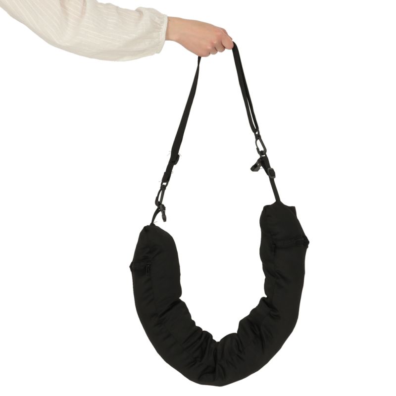 Poduszka turystyczna podróżna rogal zagłówek na szyję schowek do wypełnienia czarna - obrazek 6