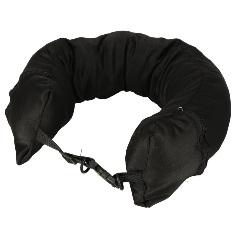 Poduszka turystyczna podróżna rogal zagłówek na szyję schowek do wypełnienia czarna - obrazek 8
