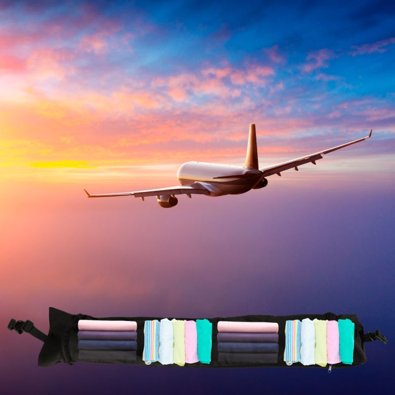 Poduszka turystyczna podróżna rogal zagłówek na szyję schowek do wypełnienia czarna - obrazek 9