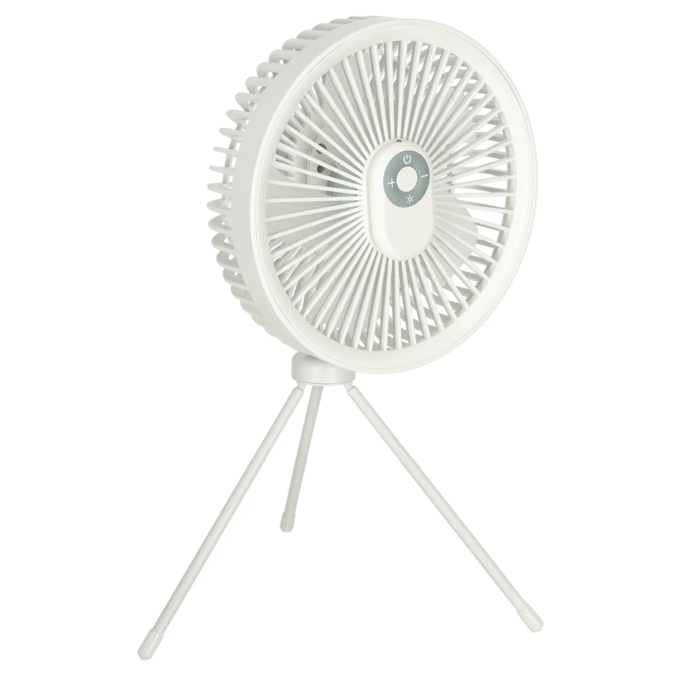 Wentylator biurkowy wiatrak stojący bezprzewodowy USB na pilot z lampką 4 poziomy mocy 18cm biały