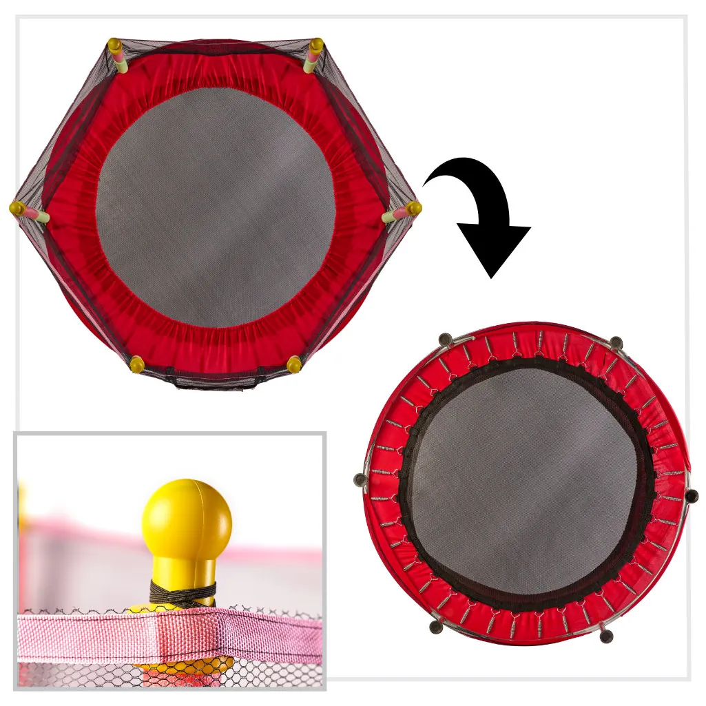 Trampolina do domu ogrodu dla dzieci siatka piłki 140cm 55inch czerwona - obrazek 2