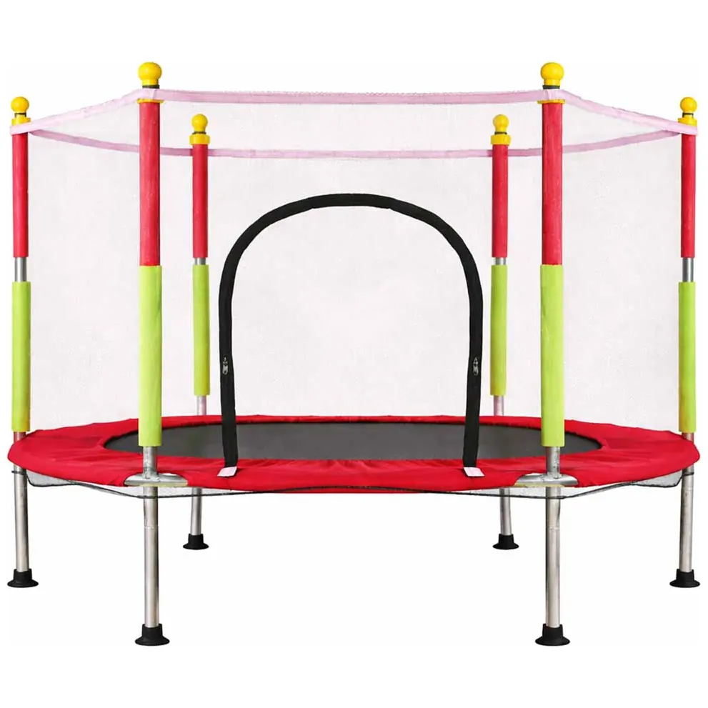 Trampolina do domu ogrodu dla dzieci siatka piłki 140cm 55inch czerwona - obrazek 3