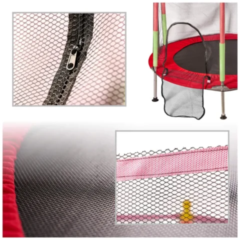Trampolina do domu ogrodu dla dzieci siatka piłki 140cm 55inch czerwona
