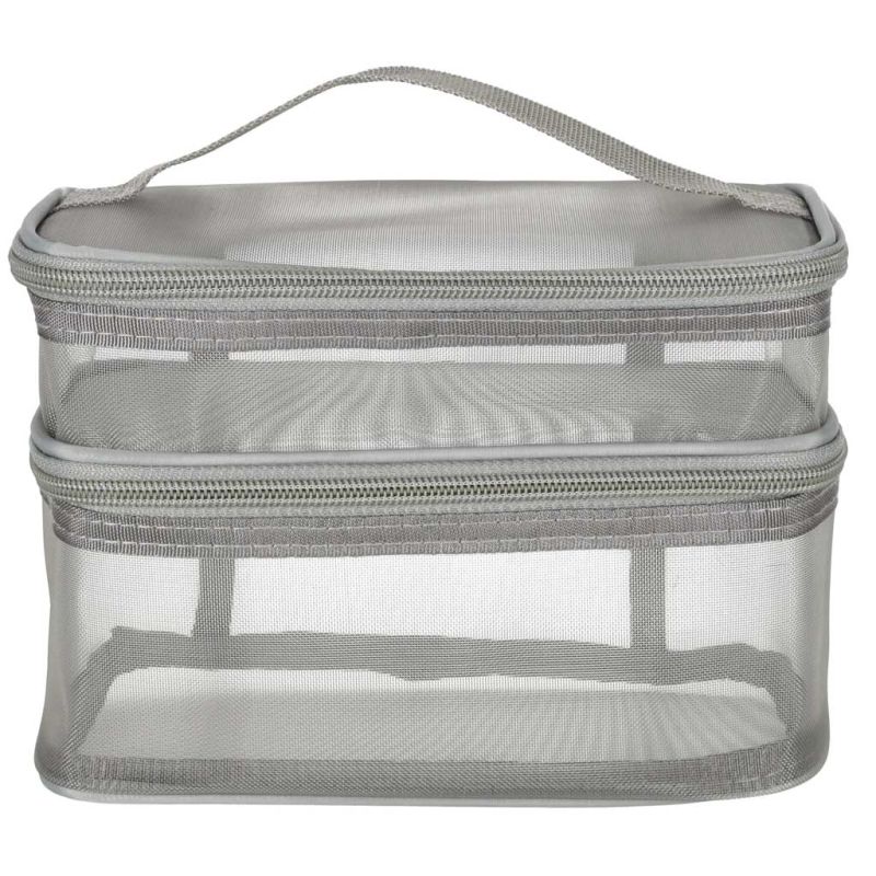 Kosmetyczka damska męska podróżna organizer składany XXL szary - obrazek 4