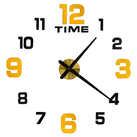 Zegar ścienny naklejany DIY regulowany 100-120 cm czarny złoty 12 cyfr