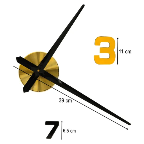 Zegar ścienny naklejany DIY regulowany 100-120 cm czarny złoty 12 cyfr