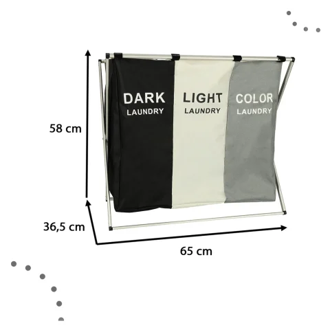 Kosz na pranie segregacja organizer 3 komory 135l