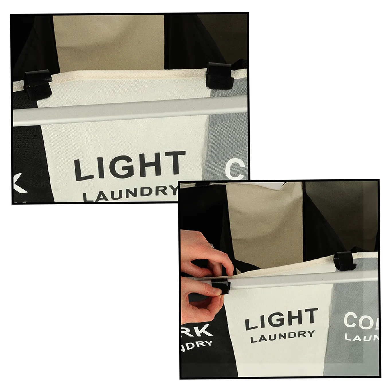 Kosz na pranie segregacja organizer 3 komory 135l - obrazek 5