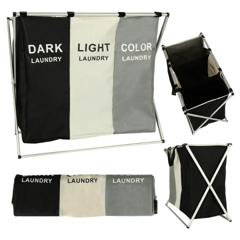 Kosz na pranie segregacja organizer 3 komory 135l