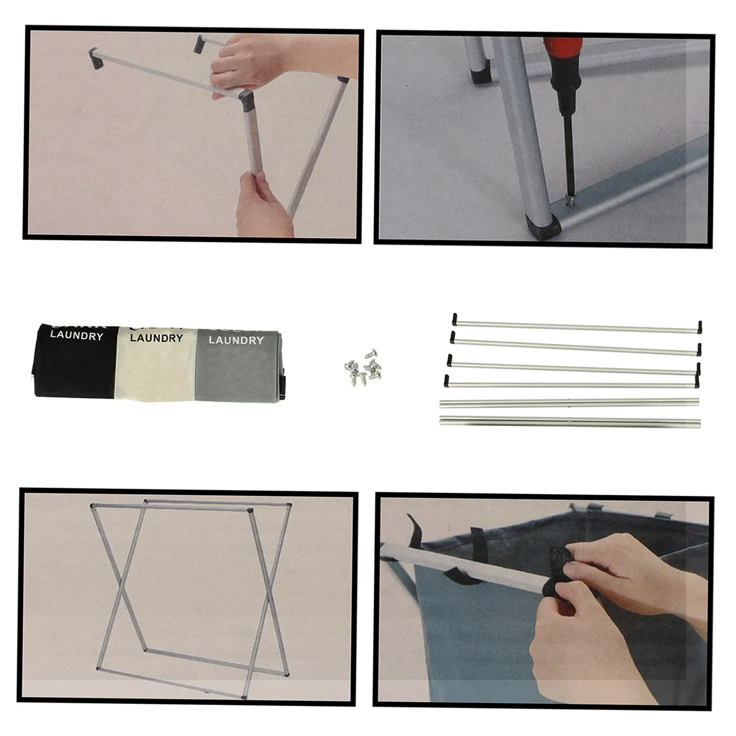 Kosz na pranie segregacja organizer 3 komory 135l - obrazek 7