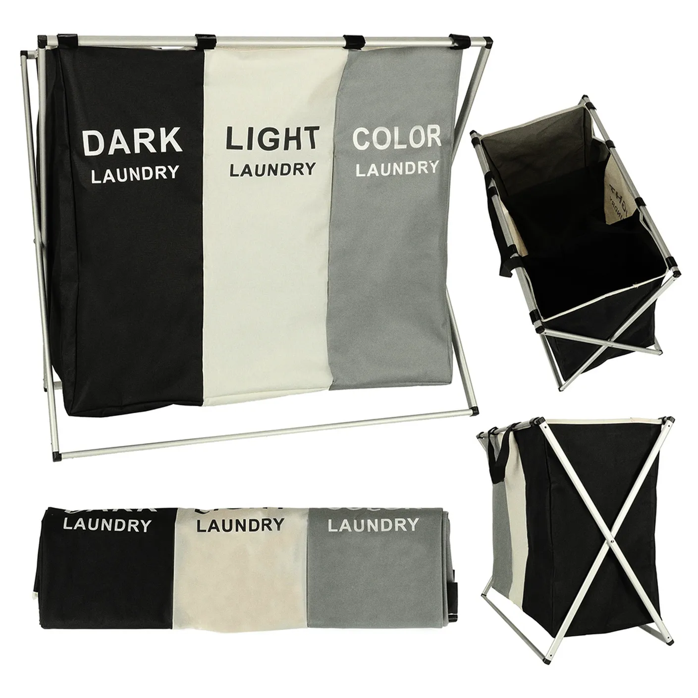 Kosz na pranie segregacja organizer 3 komory 135l