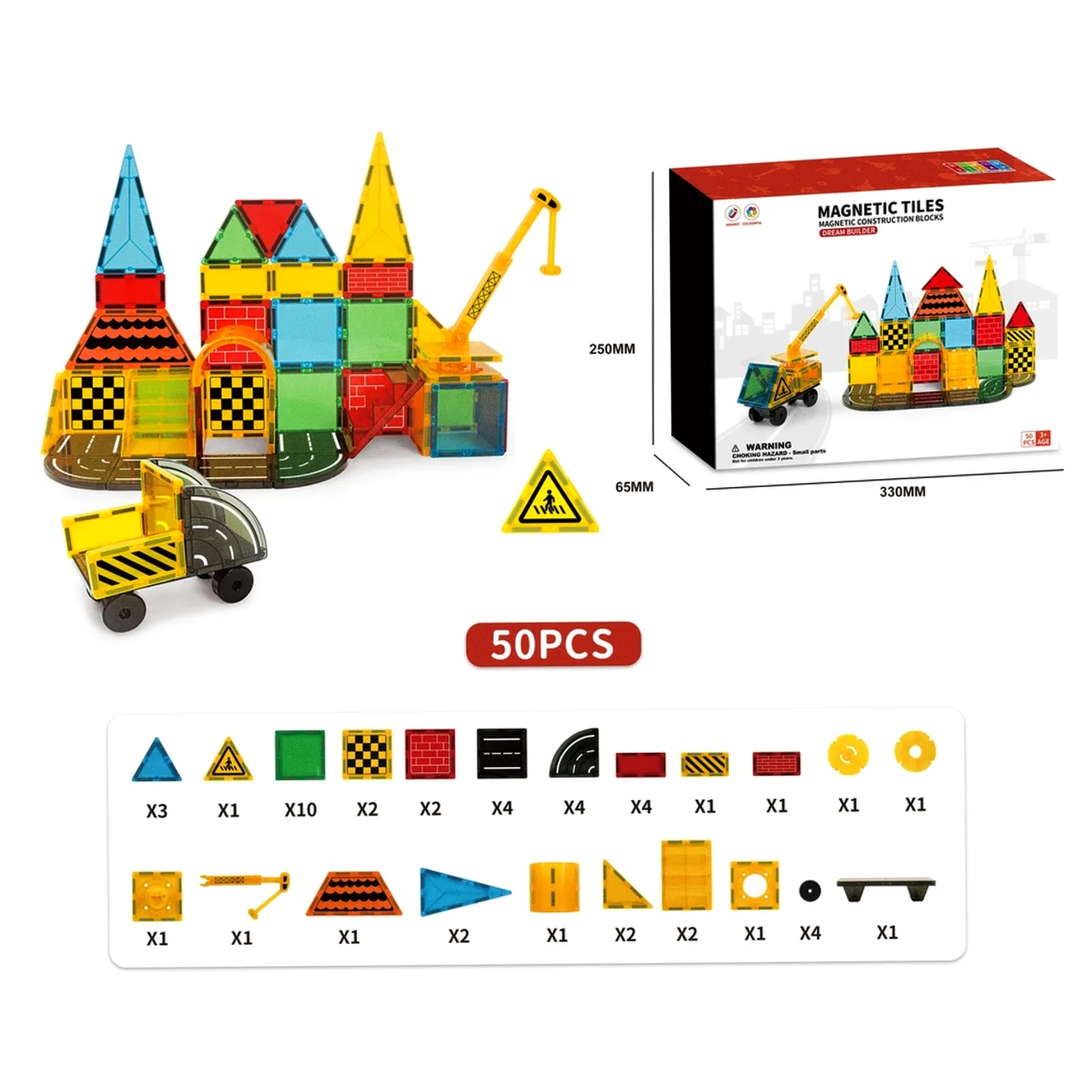 Klocki magnetyczne konstrukcyjne 3D budowa 50 elementów