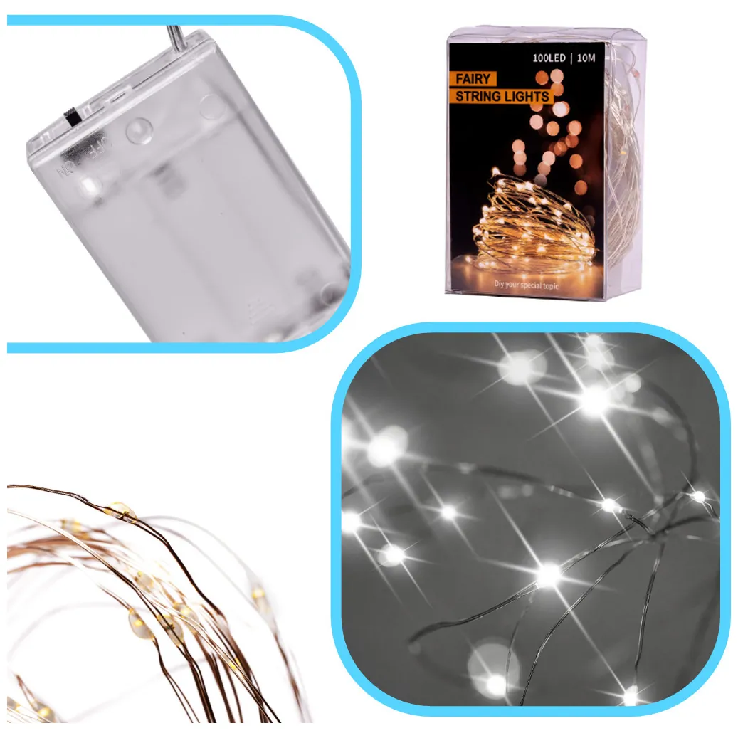 Lampki LED druciki dekoracyjne świąteczne choinkowe 5m 50LED zimny biały - obrazek 3