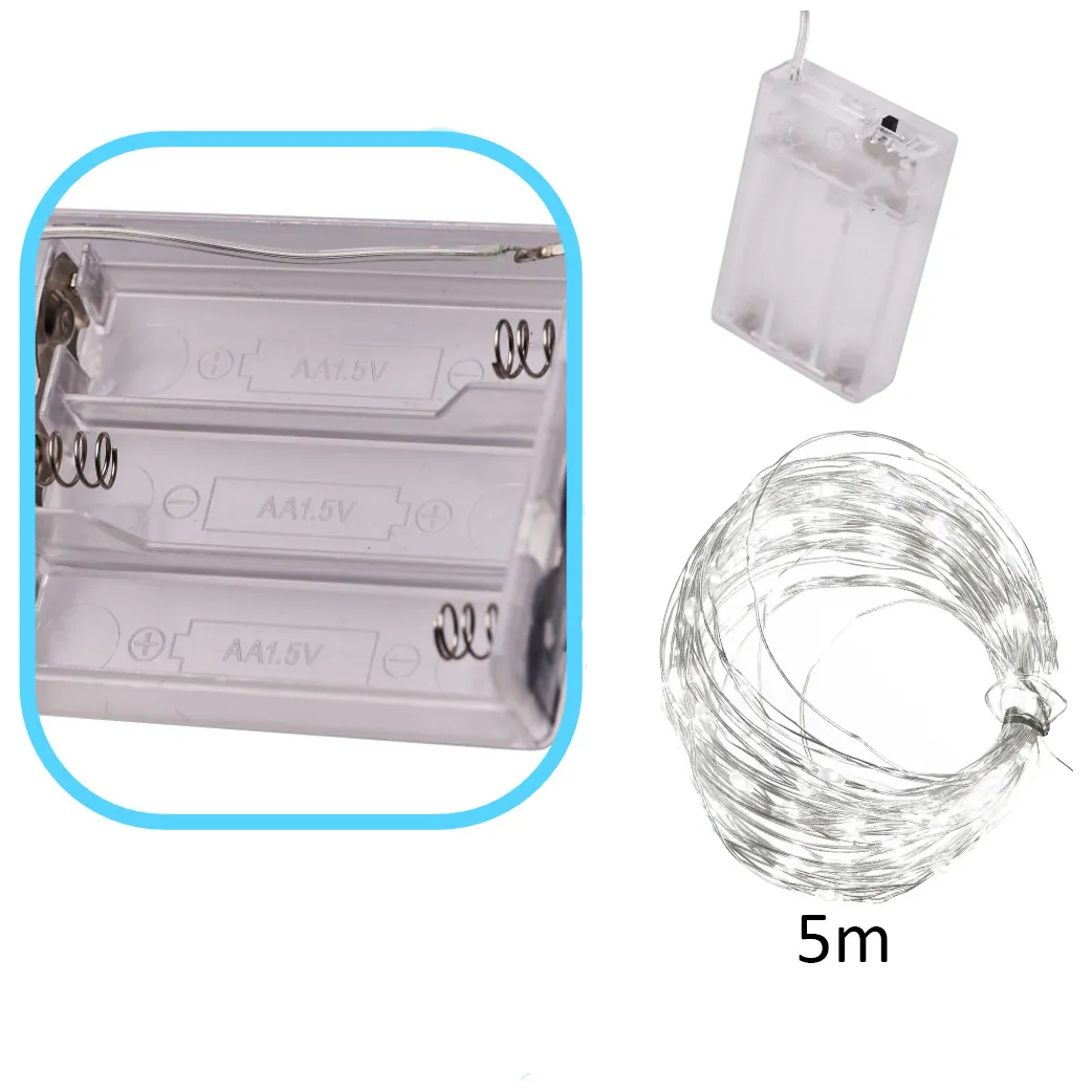 Lampki LED druciki dekoracyjne świąteczne choinkowe 5m 50LED zimny biały - obrazek 4