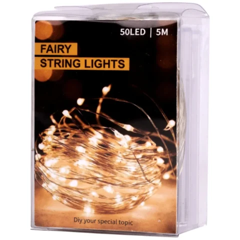 Lampki LED druciki dekoracyjne świąteczne choinkowe 5m 50LED zimny biały