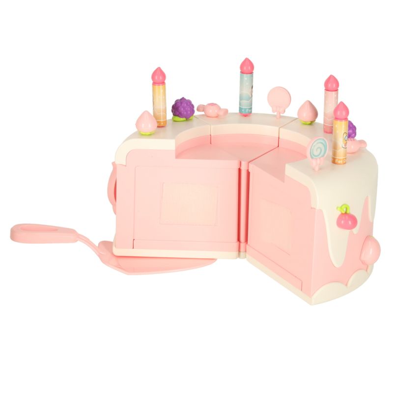 Tort urodzinowy piętrowy do krojenia na rzepy muzyka światła kuchnia 16 elementów różowy - obrazek 6