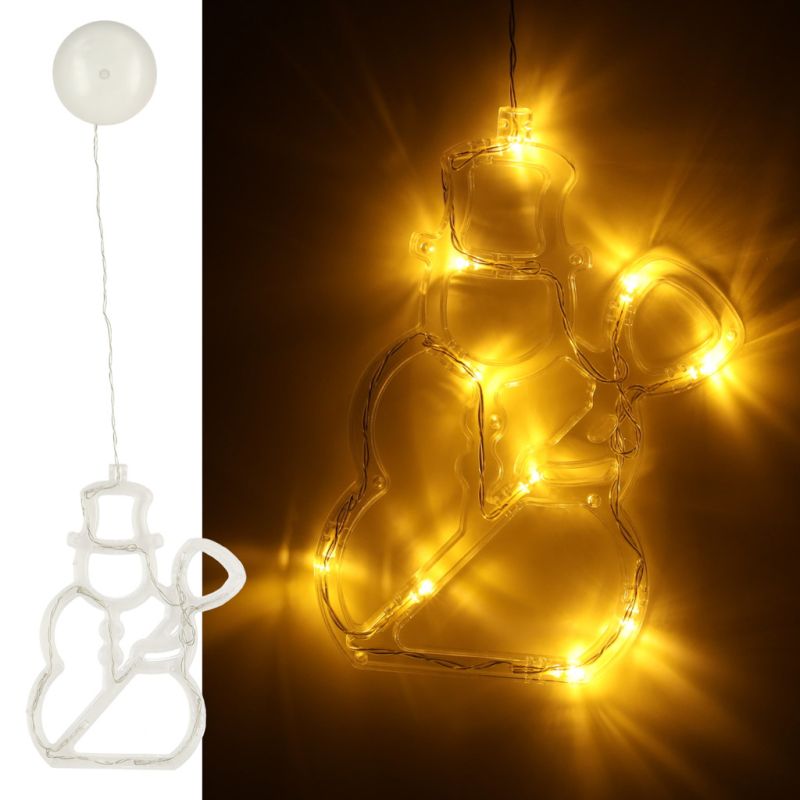Lampki LED wisząca dekoracja świąteczna okna bałwanek 49cm przyssawka 10 LED - obrazek 6