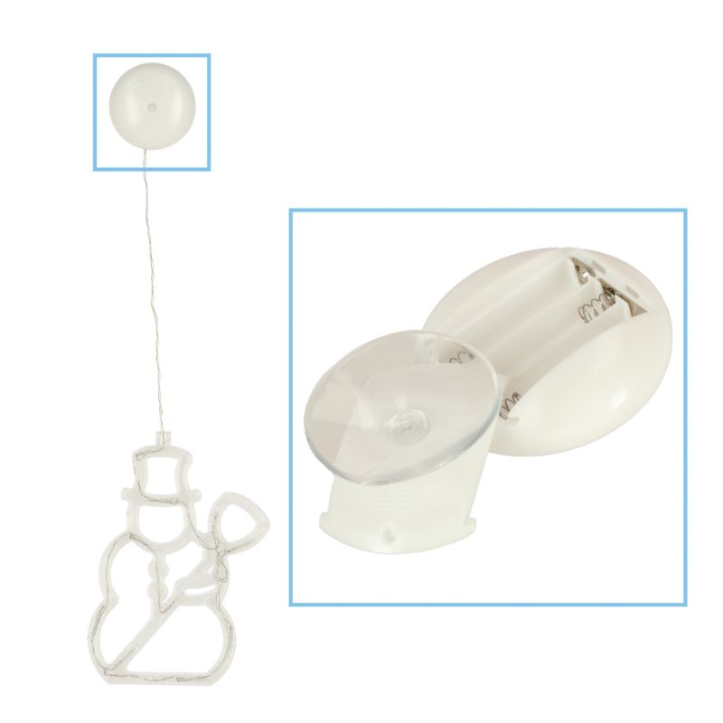 Lampki LED wisząca dekoracja świąteczna okna bałwanek 49cm przyssawka 10 LED - obrazek 9