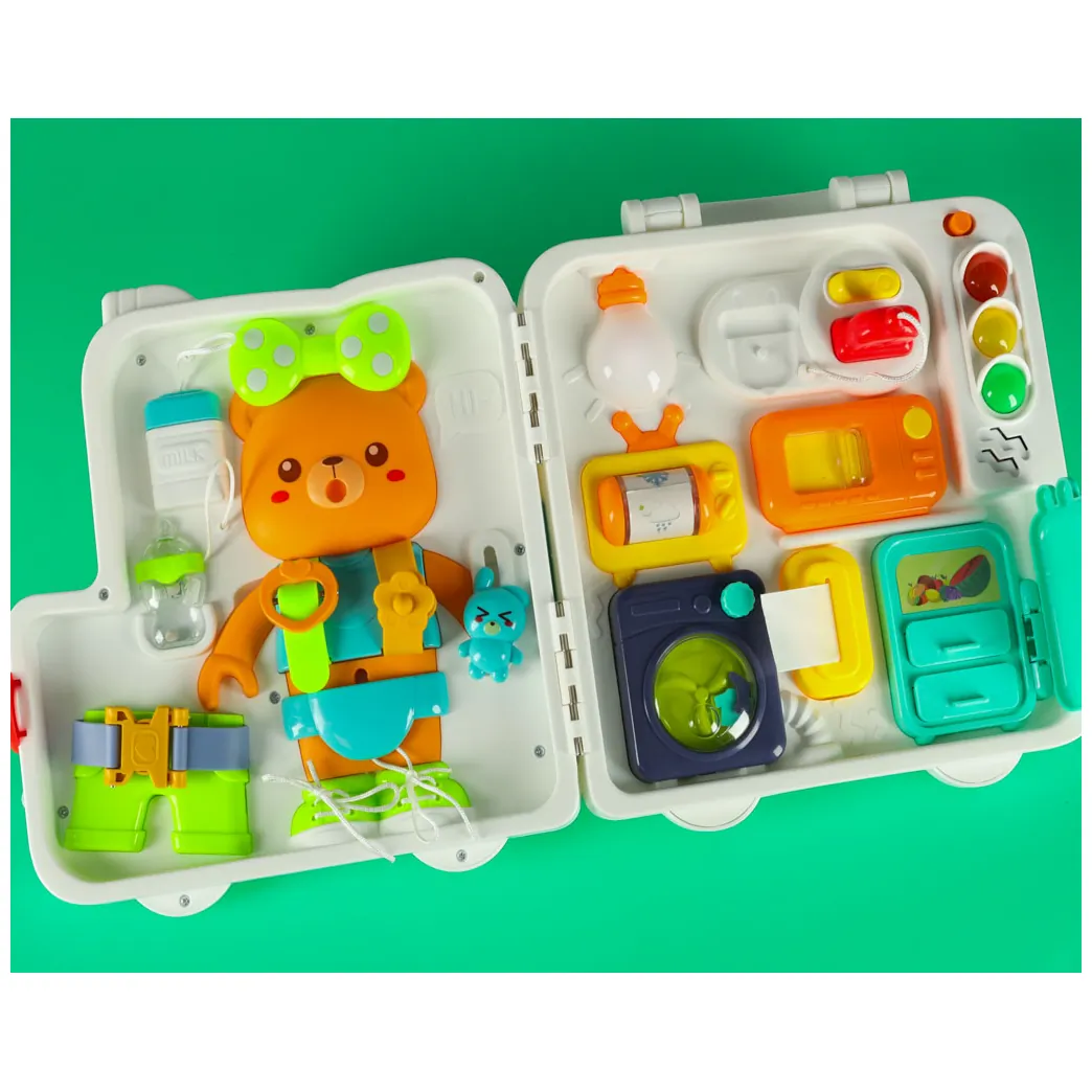 Tablica manipulacyjna sensoryczna montessori walizka pokrętła miś XXL światło dźwięk - obrazek 7