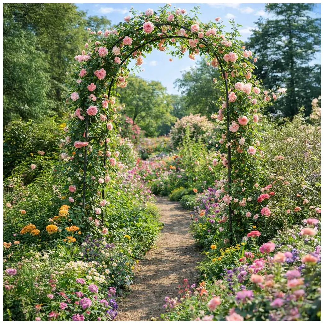Pergola ogrodowa LUARO łuk uchwyt na róże kwiaty bluszcz pnącza metalowa 240 x 140 cm - obrazek 10