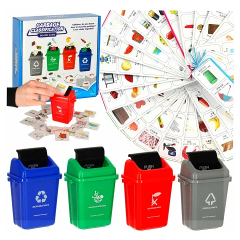 Gra edukacyjna zręcznościowa segregacja śmieci segregowanie odpadów nauka EKO + 108 kart