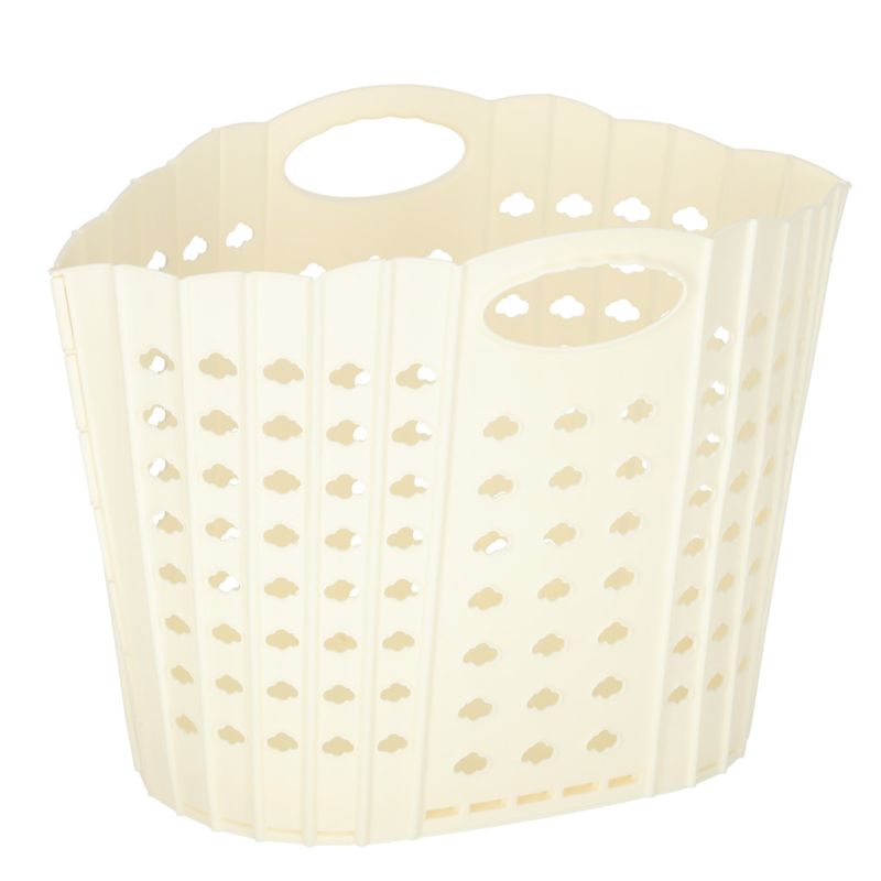 Kosz na zakupy pranie składany organizer łazienkowy z uchwytem kremowy - obrazek 2