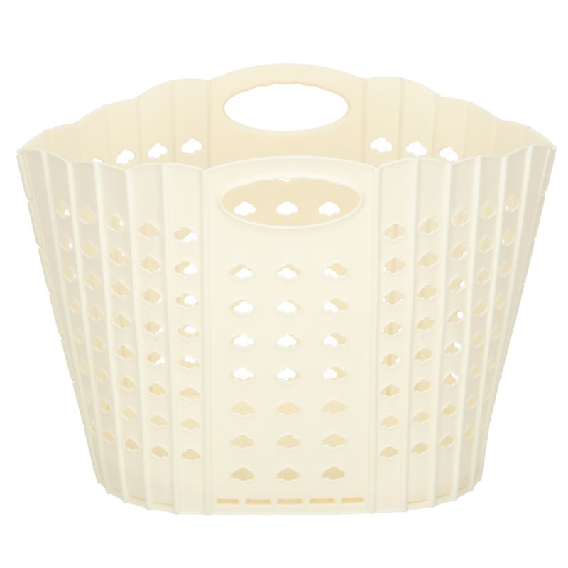Kosz na zakupy pranie składany organizer łazienkowy z uchwytem kremowy - obrazek 4