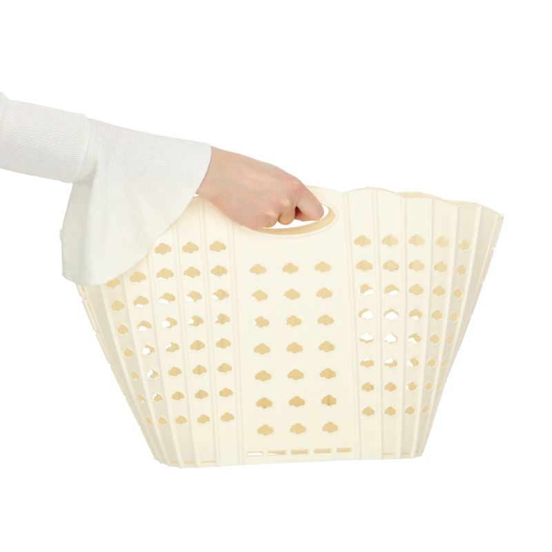 Kosz na zakupy pranie składany organizer łazienkowy z uchwytem kremowy - obrazek 5