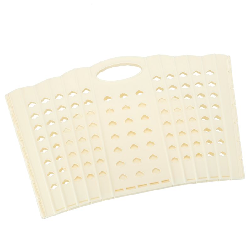 Kosz na zakupy pranie składany organizer łazienkowy z uchwytem kremowy - obrazek 6