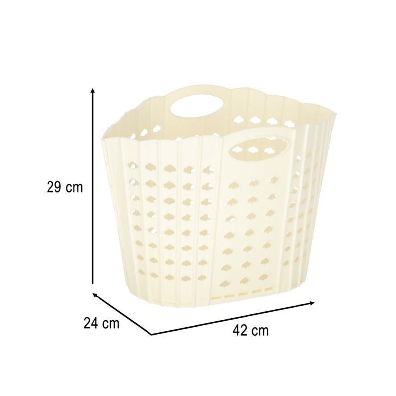 Kosz na zakupy pranie składany organizer łazienkowy z uchwytem kremowy - obrazek 7