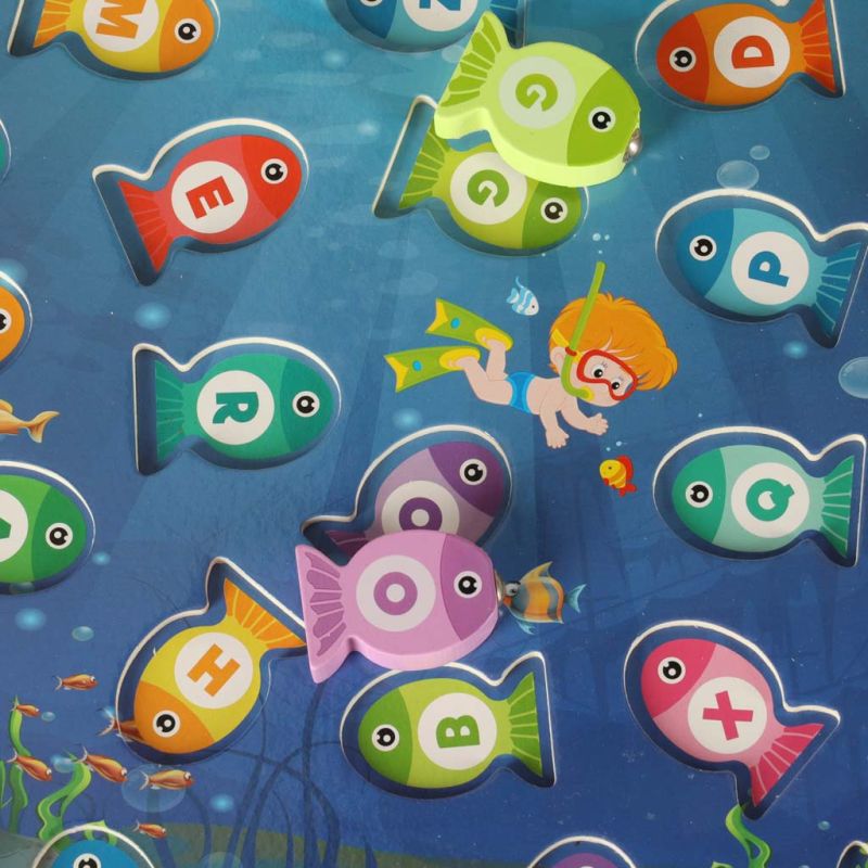 Gra drewniana rybki łowienie rybek na magnes montessori - obrazek 5