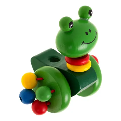 Pchacz na kiju żabka spacerowa drewniana