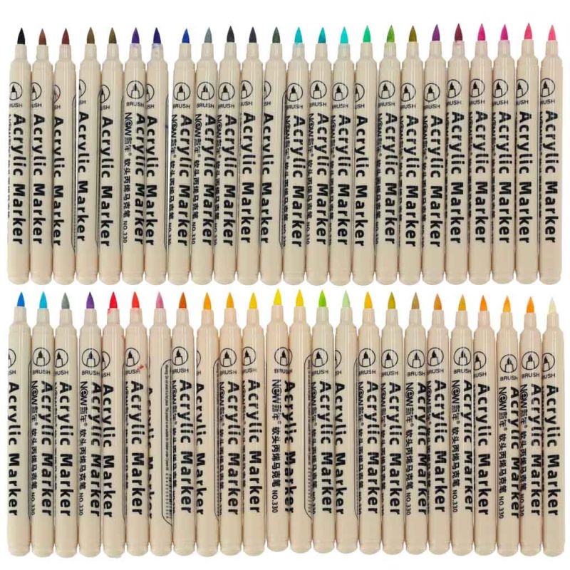 Markery akrylowe do tkanin kamieni pisaki flamastry mazaki wodoodporne DIY 48 szt. - obrazek 3