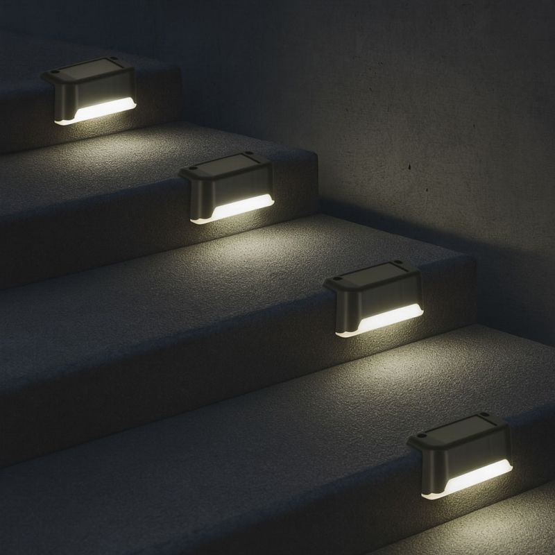 Lampa solarna schodowa ogrodowa zewnętrzna LED na schody czujnik zmierzchu 8 sztuk - obrazek 9