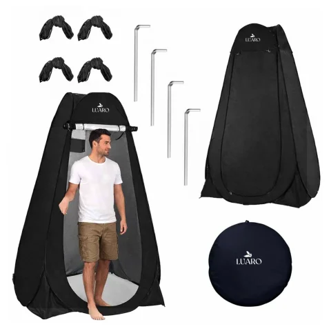 Namiot LUARO samorozkładający na prysznic przebieralnia turystyczna toaleta wc czarne