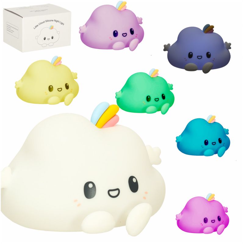 Lampka nocna dla dzieci silikonowa dotykowa miękka LED biała RGB chmurka - obrazek 10