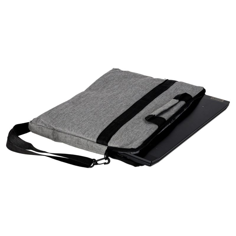 Torba na laptopa 15,6 cali na ramię z paskiem teczka biznesowa damska męska szara - obrazek 5