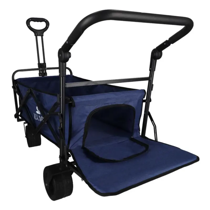 Wózek transportowy LUARO plażowy składany z daszkiem i siatką granatowy - obrazek 11